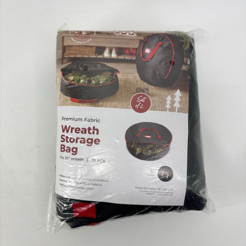 Zober Wreath 30" Storage Bags Set of 2 Organization Holiday Christmas